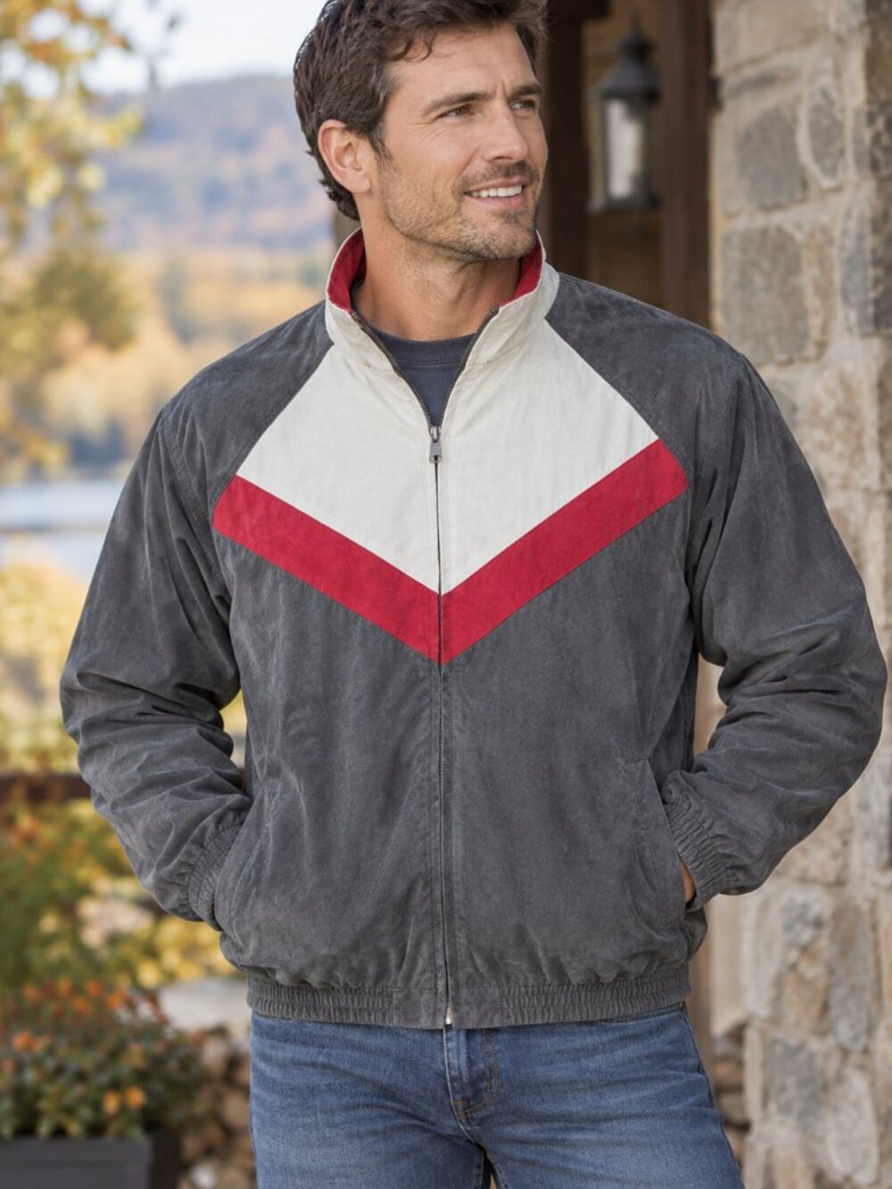 ASHFORD SPORT Suede-Like Bomber Jacket